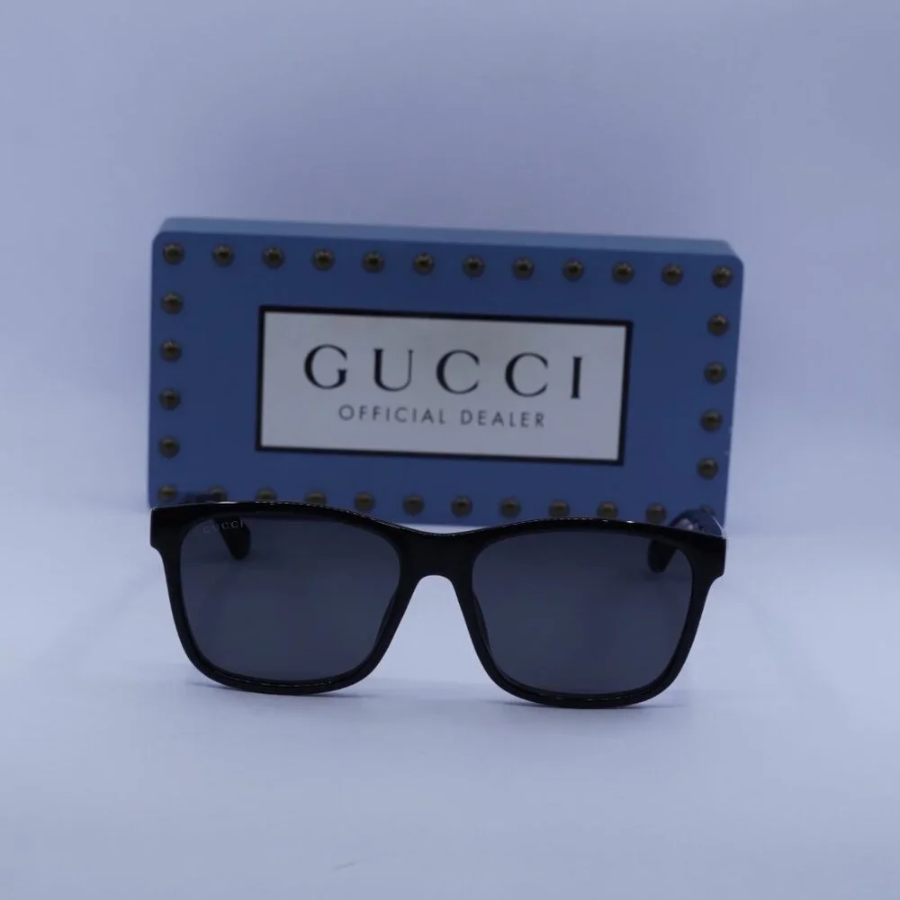 Gucci GG0746S 001 Square Sunglasses - Black / Grey